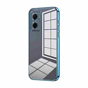 For Xiaomi Redmi Note 11E / Redmi 10 5G Transparent Plating Fine Hole Phone Case(Blue)