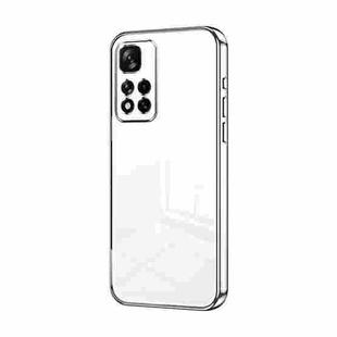 For Xiaomi Redmi Note 11 Pro+ 5G Transparent Plating Fine Hole Phone Case(Silver)