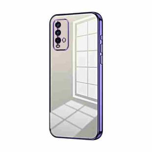 For Xiaomi Redmi Note 9 4G Transparent Plating Fine Hole Phone Case(Purple)