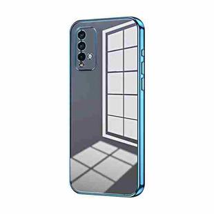 For Xiaomi Redmi Note 9 4G Transparent Plating Fine Hole Phone Case(Blue)