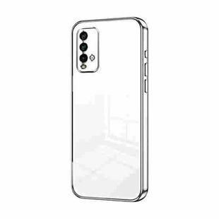 For Xiaomi Redmi Note 9 4G Transparent Plating Fine Hole Phone Case(Silver)