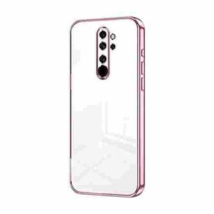 For Xiaomi Redmi Note 8 Pro Transparent Plating Fine Hole Phone Case(Pink)