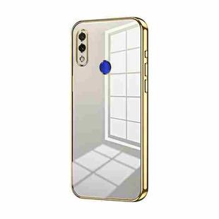 For Xiaomi Redmi Note 7 / Note 7 Pro Transparent Plating Fine Hole Phone Case(Gold)