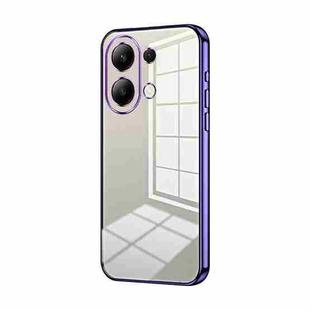 For Xiaomi Redmi Note 13 4G Transparent Plating Fine Hole Phone Case(Purple)