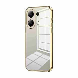 For Xiaomi Redmi Note 13 4G Transparent Plating Fine Hole Phone Case(Gold)