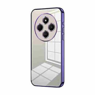 For Xiaomi Redmi 14R Transparent Plating Fine Hole Phone Case(Purple)