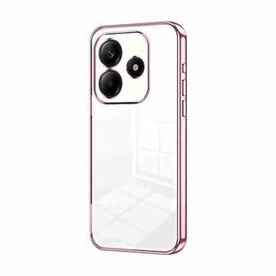 For Xiaomi Redmi Note 14 5G Transparent Plating Fine Hole Phone Case(Pink)