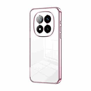 For Xiaomi Redmi Note 14 Pro+ 5G Transparent Plating Fine Hole Phone Case(Pink)