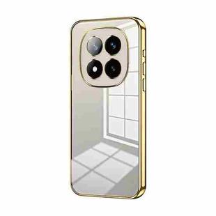 For Xiaomi Redmi Note 14 Pro+ 5G Transparent Plating Fine Hole Phone Case(Gold)