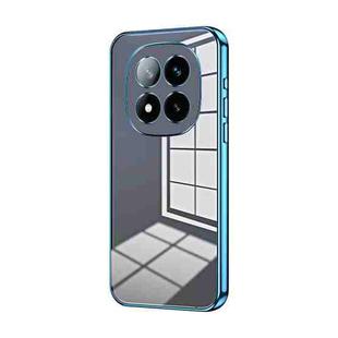 For Xiaomi Redmi Note 14 Pro+ 5G Transparent Plating Fine Hole Phone Case(Blue)