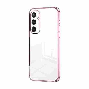 For Samsung Galaxy S24+ 5G Transparent Plating Fine Hole Phone Case(Pink)