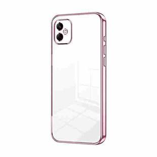 For Samsung Galaxy A05 Transparent Plating Fine Hole Phone Case(Pink)
