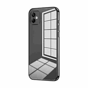 For Samsung Galaxy A05 Transparent Plating Fine Hole Phone Case(Black)