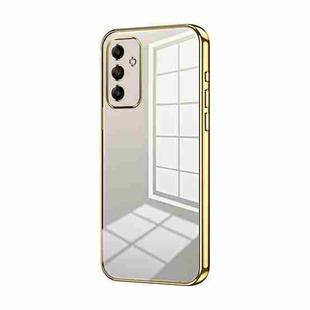For Samsung Galaxy A05s Transparent Plating Fine Hole Phone Case(Gold)