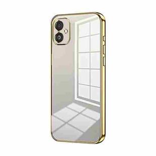 For Samsung Galaxy F14 5G Transparent Plating Fine Hole Phone Case(Gold)