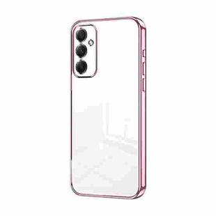 For Samsung Galaxy A34 5G Transparent Plating Fine Hole Phone Case(Pink)
