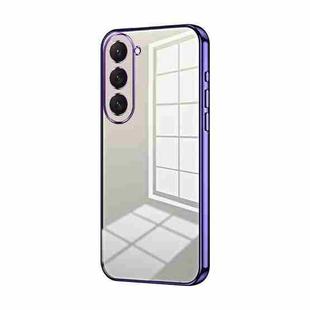 For Samsung Galaxy S23 5G Transparent Plating Fine Hole Phone Case(Purple)