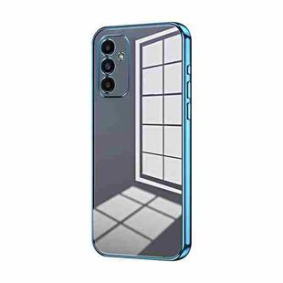 For Samsung Galaxy A14 5G Transparent Plating Fine Hole Phone Case(Blue)