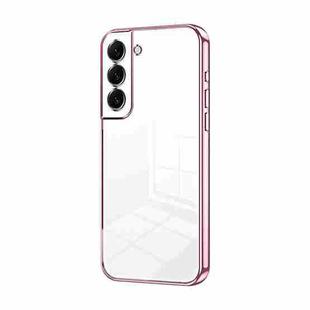 For Samsung Galaxy S22+ 5G Transparent Plating Fine Hole Phone Case(Pink)