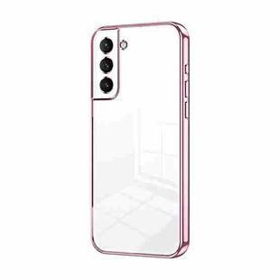 For Samsung Galaxy S21 5G Transparent Plating Fine Hole Phone Case(Pink)