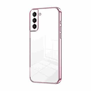 For Samsung Galaxy S21+ 5G Transparent Plating Fine Hole Phone Case(Pink)