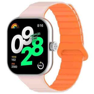 For Xiaomi Smart Band 9 Pro / 8 Pro Two Color Magnetic Silicone Watch Band(Pink Orange)