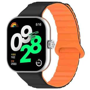 For Xiaomi Smart Band 9 Pro / 8 Pro Two Color Magnetic Silicone Watch Band(Black Orange)