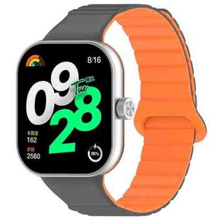 For Xiaomi Smart Band 9 Pro / 8 Pro Two Color Magnetic Silicone Watch Band(Grey Orange)