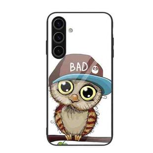 For Samsung Galaxy S24 5G Colorful Painted Glass Phone Case(Owl)