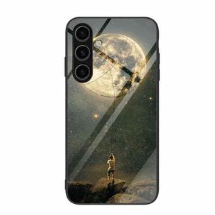 For Samsung Galaxy S24 5G Colorful Painted Glass Phone Case(Moon)