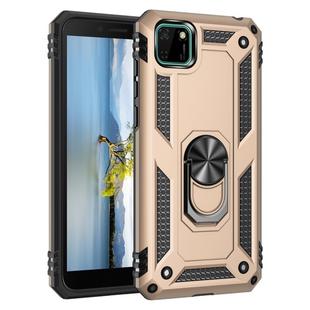 For Huawei Y5p Shockproof TPU + PC Protective Case with 360 Degree Rotating Holder(Gold)