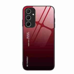 For Samsung Galaxy A55 5G Gradient Color Glass Phone Case(Red Black)