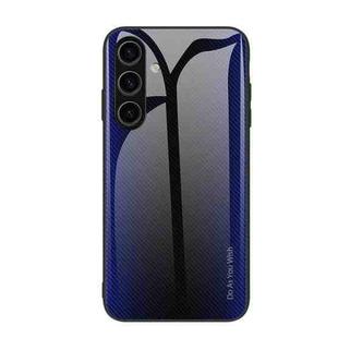 For Samsung Galaxy S24+ 5G Texture Gradient Glass TPU Phone Case(Dark Blue)