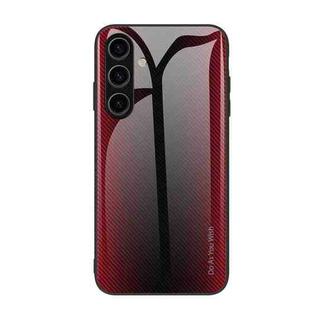 For Samsung Galaxy S24 5G Texture Gradient Glass TPU Phone Case(Red)