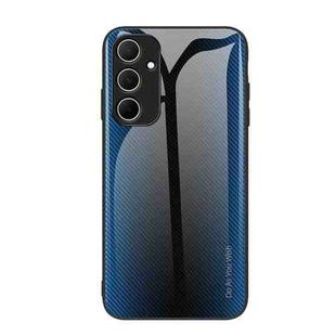 For Samsung Galaxy A55 5G Texture Gradient Glass TPU Phone Case(Blue)