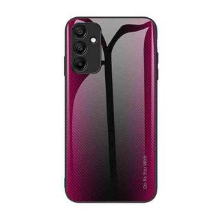 For Samsung Galaxy A15 4G Texture Gradient Glass TPU Phone Case(Rose Red)