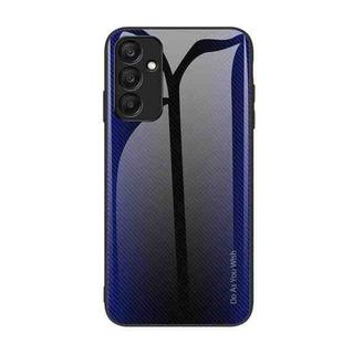 For Samsung Galaxy A25 5G Texture Gradient Glass TPU Phone Case(Dark Blue)