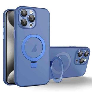 For iPhone 15 Pro Max MagSafe Holder PC Hybrid TPU Phone Case(Blue)