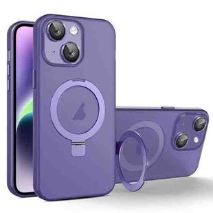 For iPhone 14 Plus PC Hybrid TPU MagSafe Holder Phone Case(Deep Purple)