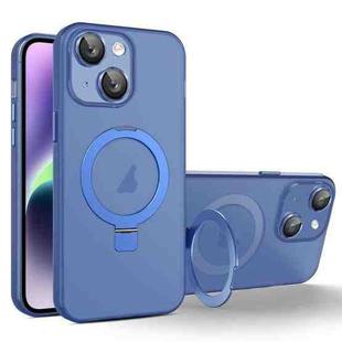 For iPhone 14 Plus MagSafe Holder PC Hybrid TPU Phone Case(Blue)