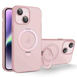 For iPhone 14 Plus MagSafe Holder PC Hybrid TPU Phone Case(Pink)