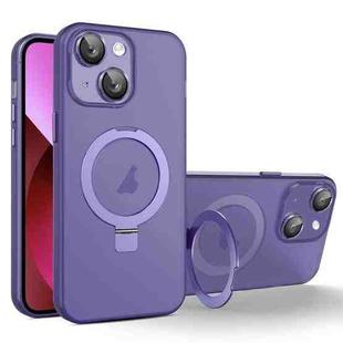 For iPhone 13 MagSafe Holder PC Hybrid TPU Phone Case(Deep Purple)