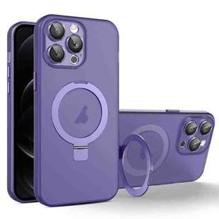 For iPhone 12 Pro MagSafe Holder PC Hybrid TPU Phone Case(Deep Purple)