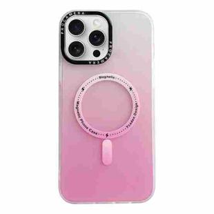 For iPhone 15 Pro MagSafe IMD Gradient PC Hybrid TPU Phone Case(Pink)