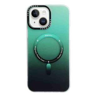 For iPhone 15 Plus MagSafe IMD Gradient PC Hybrid TPU Phone Case(Green)