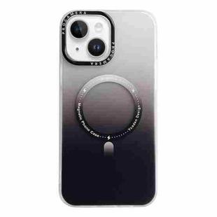 For iPhone 15 Plus MagSafe IMD Gradient PC Hybrid TPU Phone Case(Black)