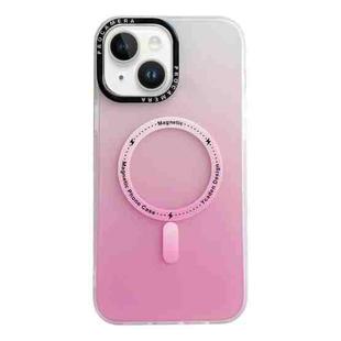 For iPhone 15 Gradient IMD PC Hybrid TPU MagSafe Phone Case(Pink)