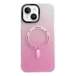 For iPhone 14 Plus MagSafe IMD Gradient PC Hybrid TPU Phone Case(Pink)
