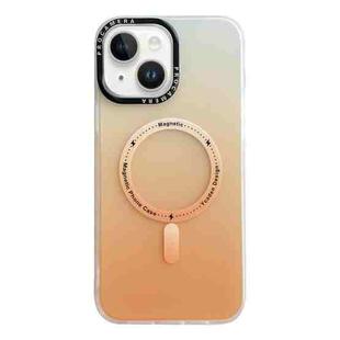 For iPhone 14 Plus MagSafe IMD Gradient PC Hybrid TPU Phone Case(Orange)