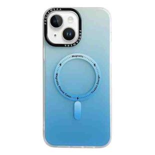 For iPhone 14 Plus MagSafe IMD Gradient PC Hybrid TPU Phone Case(Blue)